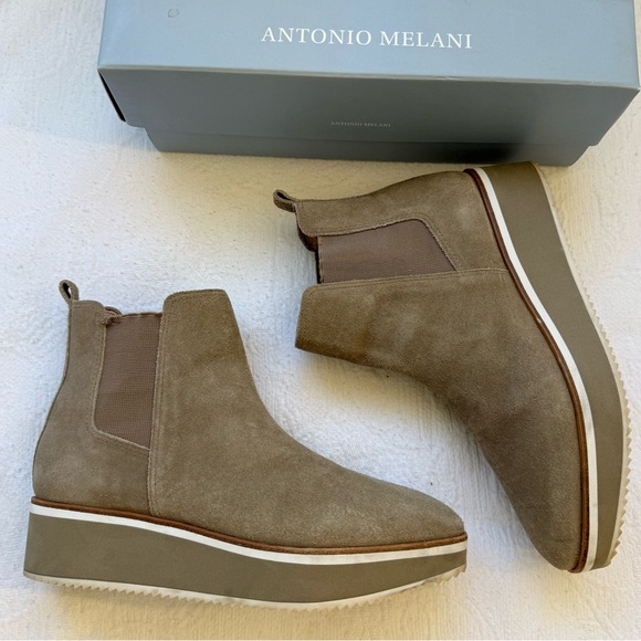 ANTONIO MELANI Brexton Tan Suede Platform ankle Boots - Picture 7 of 14